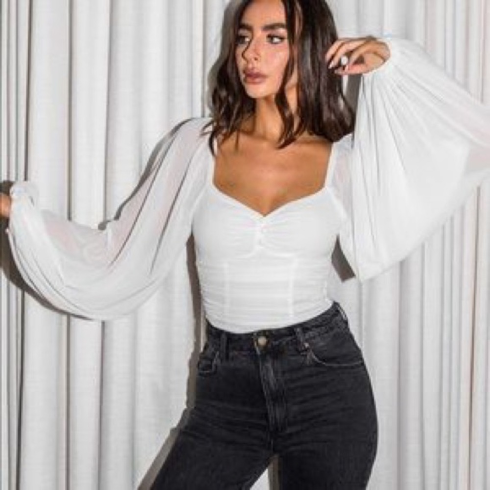 Princess Polly White Mesh Corset Bodysuit